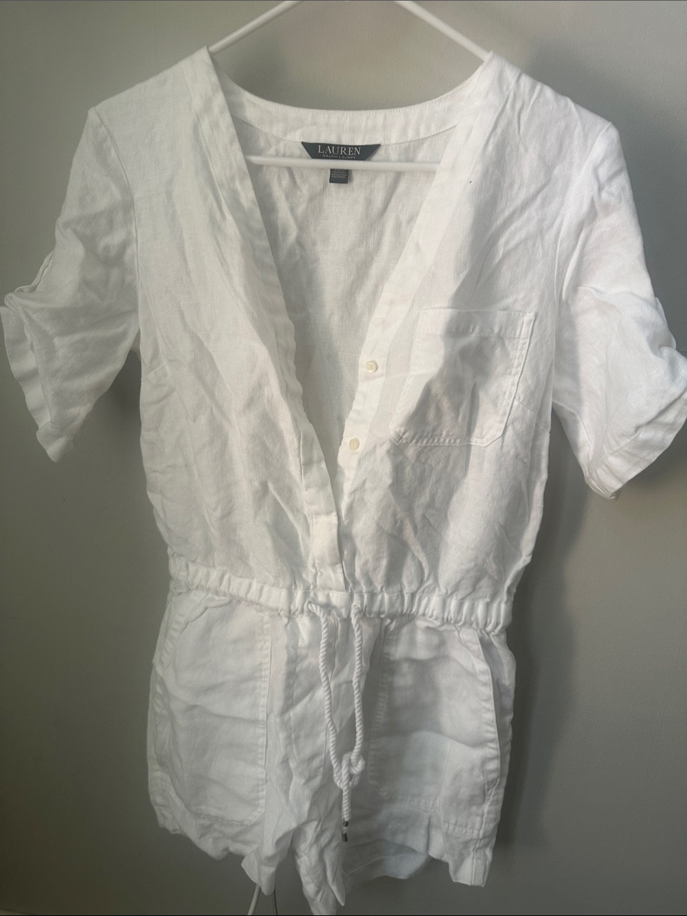 Ralph Lauren White Linen Drawstring Romper